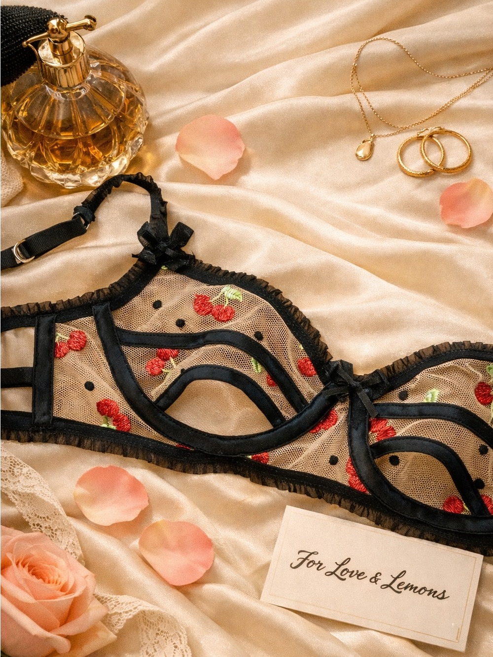 For Love And Lemons x Victorias Secret Sheer Cherry Embroidered Underwire Bra